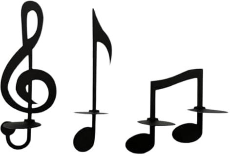 MUELODSIC 3piezas Lámpara De Pared Musical Candelabro De Pared De Metal Negro Resistente Hogar y Sala De Estar Notas Musicales