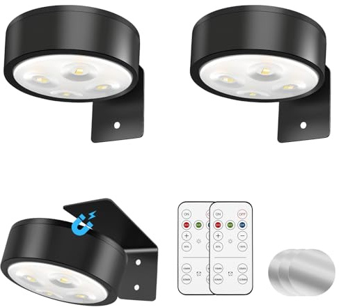 Tututry 3-Pack Battery Operated Picture Light Magnetic Painting Light with 3 Lighting Modes,Remote and Dimmable Timer Art Display Light for Picture Artworking Frame Portrait and Wall Decor (Black)