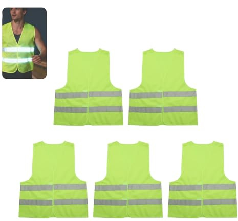 5pcs Hi Vis Vests,Reflective High Visibility Vest,Unisex Safety Hi Vis Jacket High-Visibility Gilet for Adult Men Women,Fit Traffic Work,Running,Surveyor,Security Guard Construction Vest