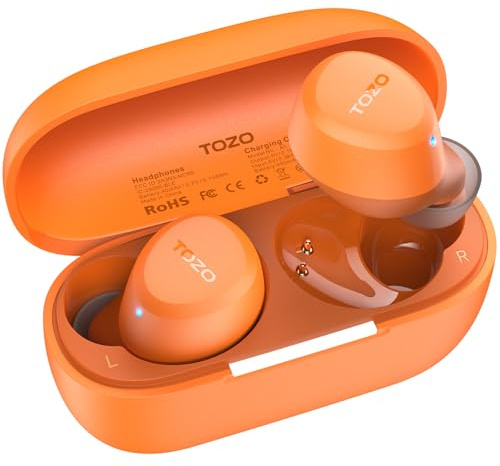 TOZO A1 Wireless Earbuds, Bluetooth 5.3 Earphones, Support APP EQ Setting, 32H Long Playtime, Ear Buds with HiFi Stereo Sound, Light-Weight Wireless Earphones, IPX5 Waterproof(Orange)