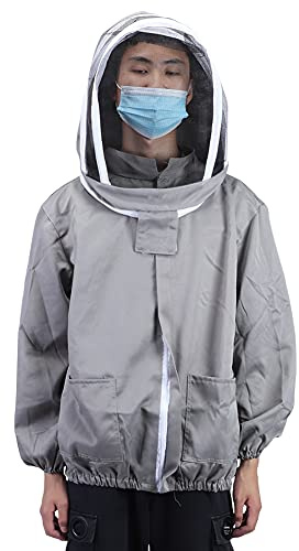 KIMISS Veste de Protection pour Apiculteur, Combinaison d'abeille, Blouse avec Double Fermeture éclair, équipement d'Apiculteur Léger et Respirant pour un Confort et une sécurité Améliorés (GRAY)