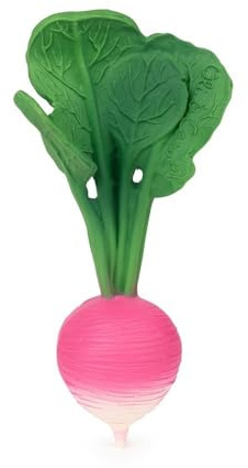 Oli & Carol - Jouet de Dentition et Bain en Caoutchouc Naturel, Ramona The Radish, 15 cm