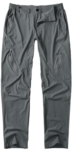 Postropaky Mens Hiking Quick Dry Lightweight Waterproof Fishing Pants Outdoor Travel Climbing Stretch Pants (Dark Gray, 34W x 30L)