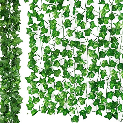 3 Pack - 6 Metre -21 Feet Long Artificial Ivy Leaf Garland Plants Vine Hanging Wedding Garland English Ivy Home Kitchen Garden Office Wedding Wall Decor