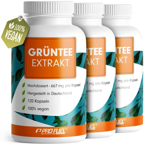Grüntee Extrakt 360x Grüner Tee Kapseln - 1333 mg pro Tag, davon 600 mg EGCG - Grünteekapseln hochdosiert + Schwarzer Pfeffer - Grüner Tee Extrakt mit 95% Polyphenolen - 100% vegan - 3x120 Kapseln