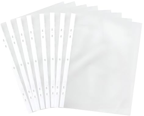45 Micron 100Pack A5 Plastic Wallets Strong Glass Clear Punched Ring Binder Poly Pockets Ideal for Storing certificates, programmes, Stamps and Receipts (1)