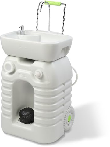 VINGLI 45L Upgraded Portable Sink| Rolling Hand Wash Basin Stand with Towel Holder & Soap Dispenser & Wheels, Perfect for Garden/Camping/Outdoor Events/Gatherings/Worksite/RV/Indoor