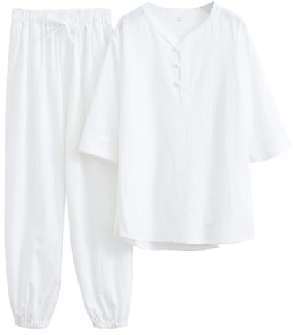 Damen Tai Chi Uniform Chinesische Traditionelle Zen-Meditation Anzug Kampfsport Kung Fu Kleidung Morgenübungen Outfit, 29# Weiß, Large