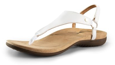 DREAM PAIRS Women's Flat Sandals Arch Support Orthopedic Comfortable Soft Cushion Summer T-Strap Walking Thong Sandals,Size 8,White,SDFS2407W