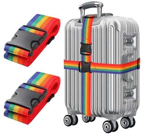 2 Pezzi Cinghia Valigia per Bagagli Regolabile,Cinture Cinghie per Valigia da Viaggio,Cintura Valigia Aereo,Fascia per Valigia, Regolabile Cinghie Valigia per Valigie Bagaglio Viaggiare (Colore)