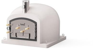 TUOZI - Horno de Leña Exterior de Obra KITAWAY (Blanco - 100 x 100 x 65 cm) - Horno de jardín compacto, cocción con leña, aislado con corcho, 3 mantas cerámicas incluidas - REF: 4079/2