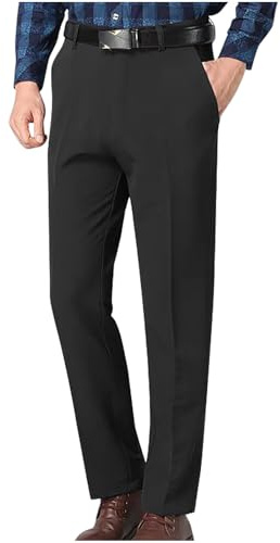 Generico Pantaloni Elasticizzati Slim Fit Uomo, Pantaloni Sartoriali Classico Elegante Cerimonia, Pantalone Chino Casual da Lavoro Formali, Pant Comodi da Esterno con Tasche