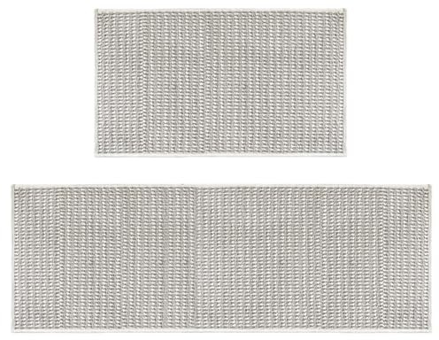 Artoid Mode Beige and Grey Machine Washable Non Slip Kitchen Rugs and Mats Set of 2, Absorbent and Stain Resistant Kitchen Mats for Sink Hallway and Laundry - 17x29 and 17x47 Inch