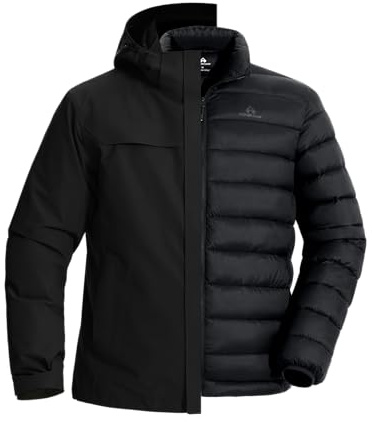 Pioneer Camp Winterjacke Skijacke Daunenjacke Herren Snowboardjacke 3 in1 Jacke Herren Ski Jacken Herren Funktionsjacke(Black;M)