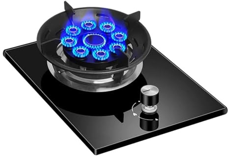 THEGA Cocina De Gas De 1 Fuego - 5,2 KW, Vitrocerámica De Vidrio Templado, Resistente Al Viento, De Sobremesa Y Empotrada, Ideal para Caravanas, Cocinas, Camping Y Catering(LPG)