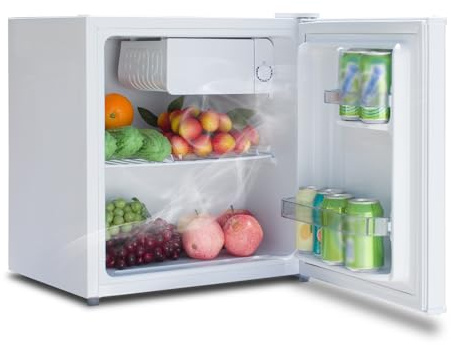 SMETA Mini Fridge 46L Table Top Small Fridge for bedroom,Countertop fridge with Reversible Door,6-Level Adjustable Thermostat,39dB Quiet,Energy Efficient,Perfect for Office & Bedroom & Hotel,White