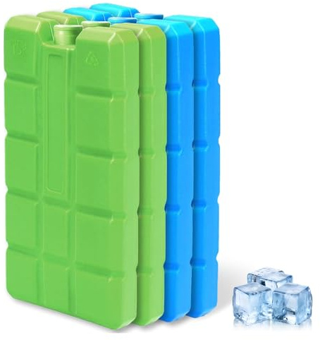 Rainway Lot de 4 blocs réfrigérants réutilisables en PEHD 200 ml Bleu et vert 150 × 85 × 22 mm pour sac isotherme, glacière et refroidisseur de bouteille, pratique pour l'extérieur, le camping, les