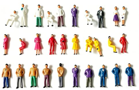 lomdung 30 Pezzi Persone in Miniature, 1:50 Piccole Figure Dipinte Colorate, Figurine per Museo in Miniatura, Varie Pose, per Varie Scene in Miniatura