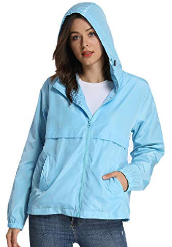 iloveSIA Veste femme impermeable Blouson femme capuche Léger à Capuche Coupe Vent Bleu 38
