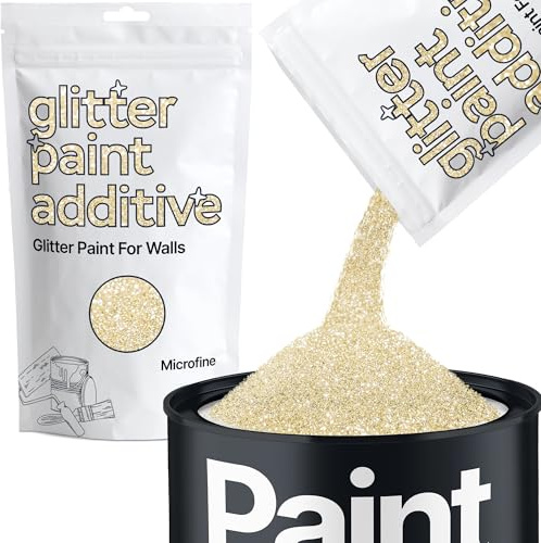 Hemway Champagne Gold Glitter Paint Additive Microfine 100g Adding Sparkle | for Paints & Varnish | Paint Walls Sparkly Add to Emulsion, Acrylic or Lacquer Indoor