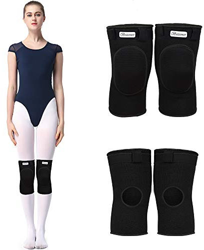 Knieschoner Tanzen Knieschützer Dick Schwamm Kollision Vermeidung Elastisch Anti-Rutsch Knieschoner Sport Beschützer für Kinder und Erwachsene Schwarz L