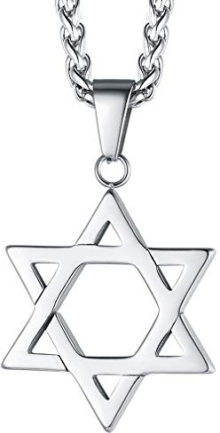 FaithHeart Esagramma Collana Uomo Acciaio Stella di David Collana Ciondolo Geometria Sacra Medaglia Geometrica Impermeabile Non Sbiadisce Collana Uomo Argento Amuleto Alta Qualità
