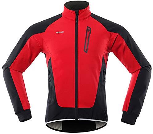 GITVIENAR Cykeljacka för män, vindtät vattentät cykeljacka med fleece, varma reflekterande cykelkläder för vinter, termisk långärmad jacka för cykling, jogging, vandring