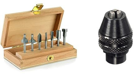 Dremel 660 Fräser Set, 7-teiliges Mehrzweck-Fräser-Set für verschiedenste Fräsarbeiten & 4486 Bohrfutter - Zubehörsatz für Multifunktionswerkzeug mit 1 Bohrfutter zum effizienten Zubehörwechsel