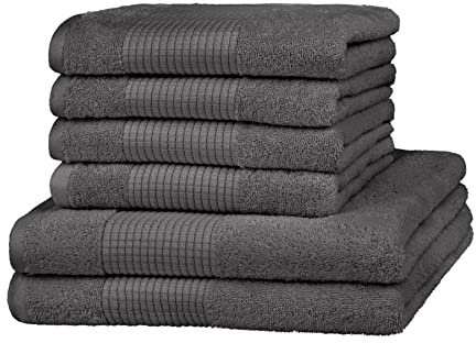 Merana Rome Handtuch Set | saugstark, weich und fusselfrei | Frottier Luxus Qualität | 100% Baumwolle | Oeko-TEX | 590 GSM (Shark Grey, 6er Sparset | 4 Handtuch, 2 Duschtuch)