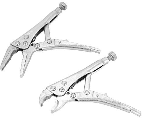 2Pcs Ground Mouth Straight Jaw Lock Clamp Locking Pliers Set Hand Tools