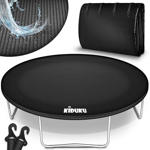 KIDUKU Trampolin Abdeckung 244-427cm | Regenabdeckung wetterfest, reißfest & UV-beständig | Outdoor Wetterschutzplane (427 cm, Schwarz)
