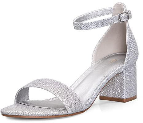 mysoft Women's Chunky Low Heels Open Toe Block Heeled Dress Ankle Strap Pump Wedding Sandals