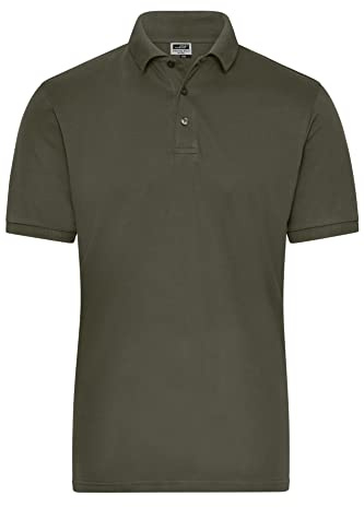 James & Nicholson Herren Bio Workwear Polo Stretch - Polo aus weichem Elastic-Piqué | Farbe: olive | Grösse: M
