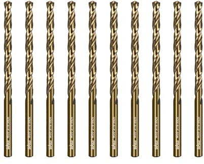 SALI Cobalt Drill Bit Set, 10Pcs 3/16 M35 High Speed Steel Jobber Length Drill Bit Kit for Hardened Metal, Stainless Steel, Cast Iron, Wood and Plastic, with Index Storage Case