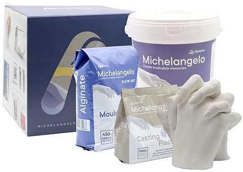 Michelangelo KIT 3D Handabdruck Set für Paare – Gipsabdruck Hände - Partner und Pärchen Geschenke für Frauen und Männer als Hochzeitstag, Jahrestag Geschenk für Sie und Ihn Valentinstag (PREMIUM KIT)
