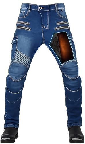 oFzimTo Pantaloni Moto Cargo Uomo Jeans Elasticizzati, Jeans Moto Uomo Vita Comoda, Design Stretch, Uso Quotidiano e Urbano