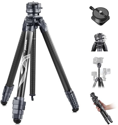 NEEWER LITETRIP LT32 62 Reisestativ Kohlefaser Stativ Kamerastativ mit ±15° Nivellierbasis abnehmbarer Mittelachse 360° Schwenk Arca Typ QR Platte kompatibel mit Peak Design Capture V3 (ehemals TP62)