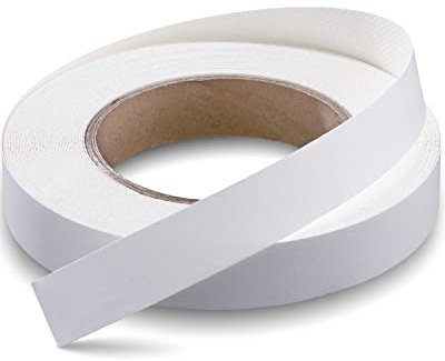 FAKILO White Melamine Edge Banding 3/4 inch x 100ft Easy Application Iron-On Edging with Hot Melt Adhesive for Plywood Cabinet Repairs & Furniture Restoration