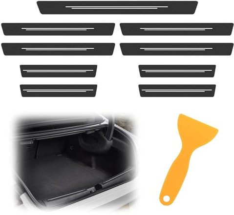 Car Door Sill Protector 9 Pcs Scratch Resistant Door Sill Bumper Protective Film, Universal Kick Plate Guard Suitable for Most Models, with Scraper * 1 (Sill * 8, Trunk * 1)