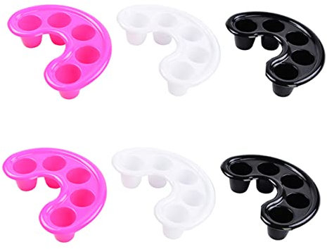 PACKOVE 6 Cuencos De Manicura Para Remojar Uñas 5 Agujeros, Resistente a Caídas, Tamaño Mediano, (, y), Para Uso Profesional y Personal Salones y Hogar