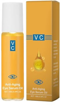Vitamin C Augenöl Roll-On, Anti-Falten Essenz für Augenbeutel und Dunkle Kreise, Feuchtigkeitspflege, 10ml Augenserum Roller Anti-Falten Öl,Gegen Augenringe, Tränensäcke und Schwellungen