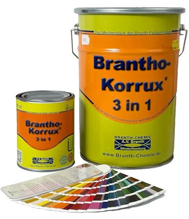 Brantho Korrux 3in1 Rostschutzfarbe - Primer, Rostschutz und Lack RAL 9005 - tiefschwarz / 750ml
