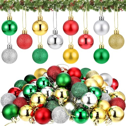 Mini Palline di Natale in Plastica, 96 Pezzi 2 cm Piccole Palline per Albero di Natale, Mini Palle di Natale, Decorazioni Albero di Natale, Palle Natalizie per Natalizi, Feste, Matrimoni, Compleanno