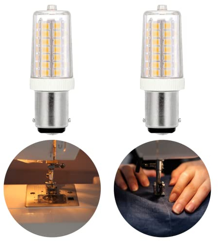 Noobibaba Sewing Machine Bulbs Bayonet, SBC B15D 4W Small Pygmy Bayonet Cap LED Bulbs, 220V-240V 25W 35W Halogen Bulb Replacement, 3000K Warm White 2-Count