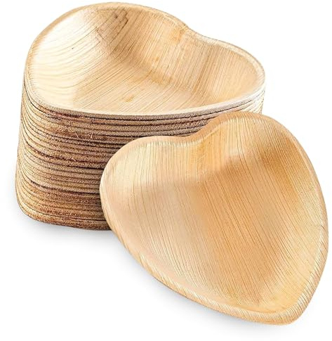 EcoWise Palm Leaf Plates - 6.5 inch Eco-Friendly Biodegradable Heart Shape Palm Leaf Plates - Natural Sturdy Party Tableware Perfect for Wedding, Picnic, BBQ, Catering & Events (Pack of 20)