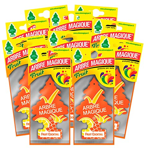 Arbre Magique Mono, Profumatore Auto, Fragranza Fruit Cocktail, Profumazione Fresca e Delicata, Durara fino a 7 Settimane, Made in Italy, Confezione da 10 Pezzi