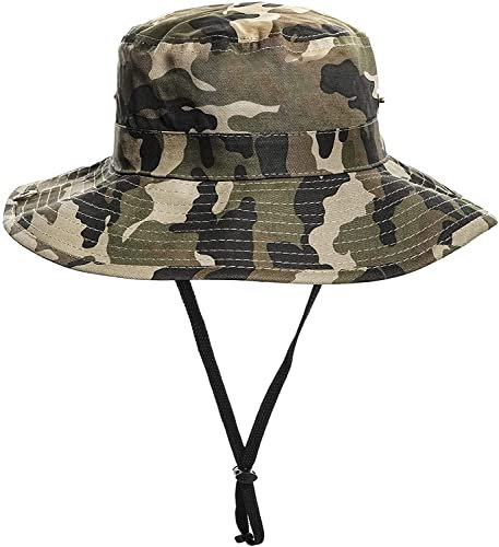 KorhLeoh Chapeau de soleil camouflage pour garçons - Chapeau de pêche pour enfants de 2 à 14 ans, camouflage, 4-8 ans