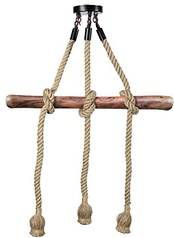 ZYNCUE Lámpara de araña industrial retro de cuerda de cáñamo de 1/2/5 piezas, lámpara colgante de 3 cabezales, lámpara de estilo retro E27/luces colgantes de sala de estar (bombilla no incluida)