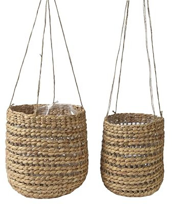 Decoris Jardinière Suspendue en Jacinthe d'eau Naturelle - 28 cm de diamètre, 32 cm de Hauteur, Taille Unique