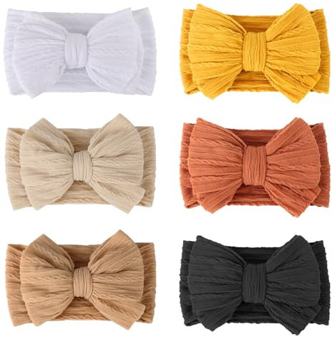 DRESHOW 6 Stück Baby Haarband Baby Stirnbänder Baby Mädchen Nylon Stirnband Neugeborene Kleinkinder Haarbänder und Bögen Kinder Haarschmuck